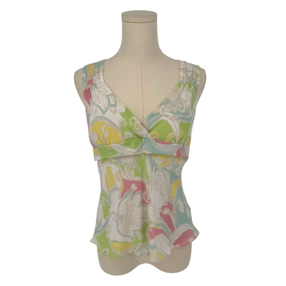 Vintage Y2K Gregory Rainbow Pastel Doodle Print Sleeveless Top, Size 38/S